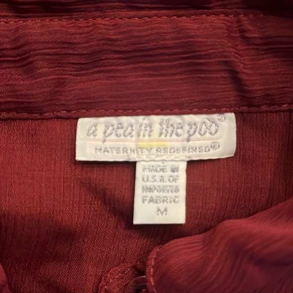 A Pea in The Pod Short Sleeve Button Down Elastic Waistband Shirt Size M - Picture 2 of 7